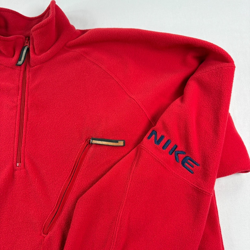 Vintage Nike Sweatshirt Mens XL Red Fleece 1/4 Zip Pullover Spell Out Y2K - Picture 4 of 14
